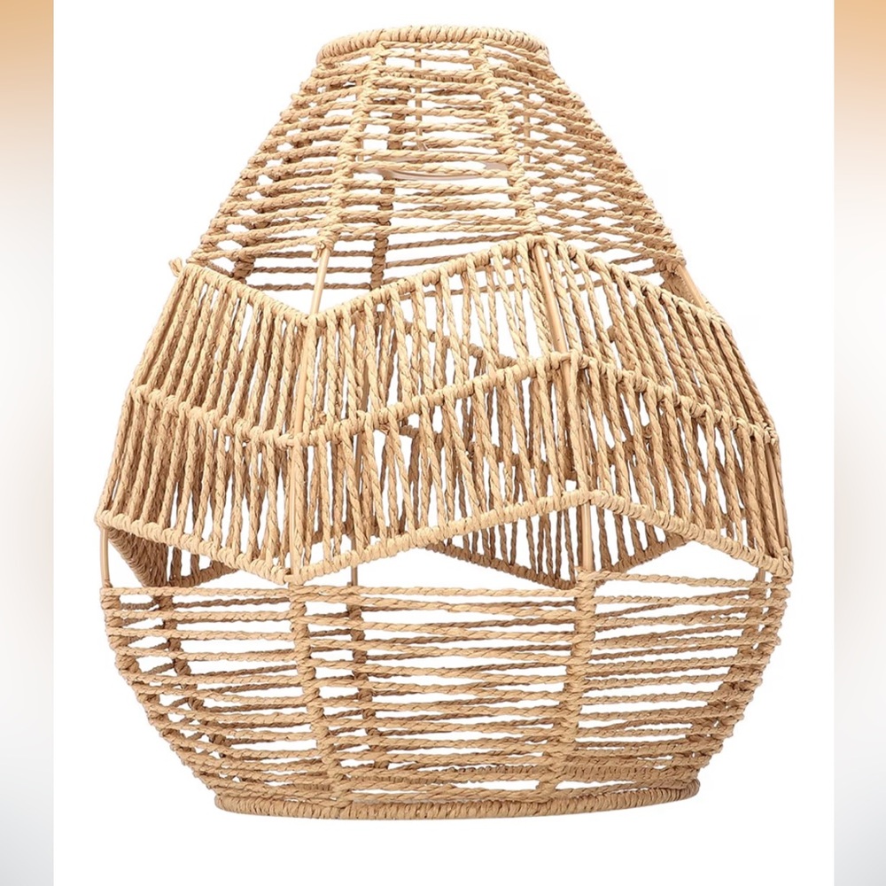 Handwoven Jute Lantern Shade - Natural Brown